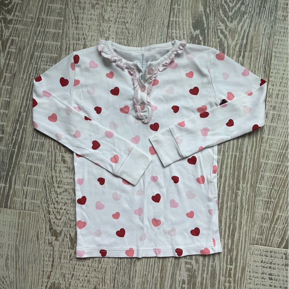 Little English Size 6 Long Sleeve Heart Patterned Top Pima